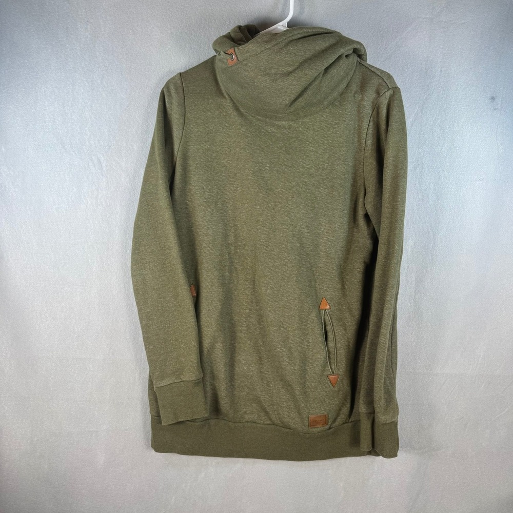 Volcom True To This Olive Green Funnel Neck Hoodie Thumbholes B3131707 Large